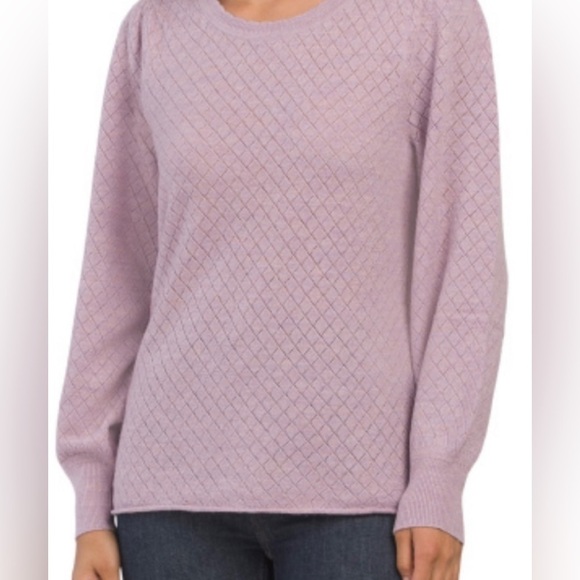 Nicole Miller Fine Merino Wool Pointless lilac Sweater MED NWT - Picture 2 of 11